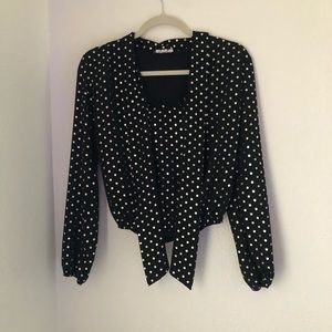 A'gaci gold polka dot blouse